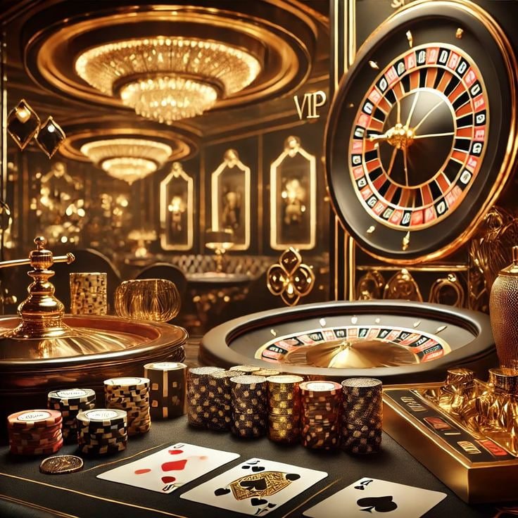 Ilustrasi permainan casino virtual dengan kartu dan chip